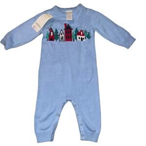 Gymboree baby holiday Christmas sweater one piece romper blue size 3-6 mon NWT